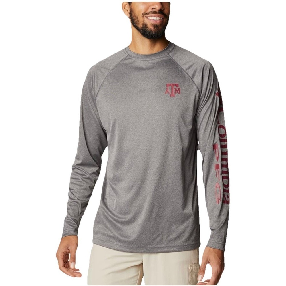 Columbia Men's CLG Terminal Tackle Long Sleeve Shirt, TAM - Charcoal Size XL/T